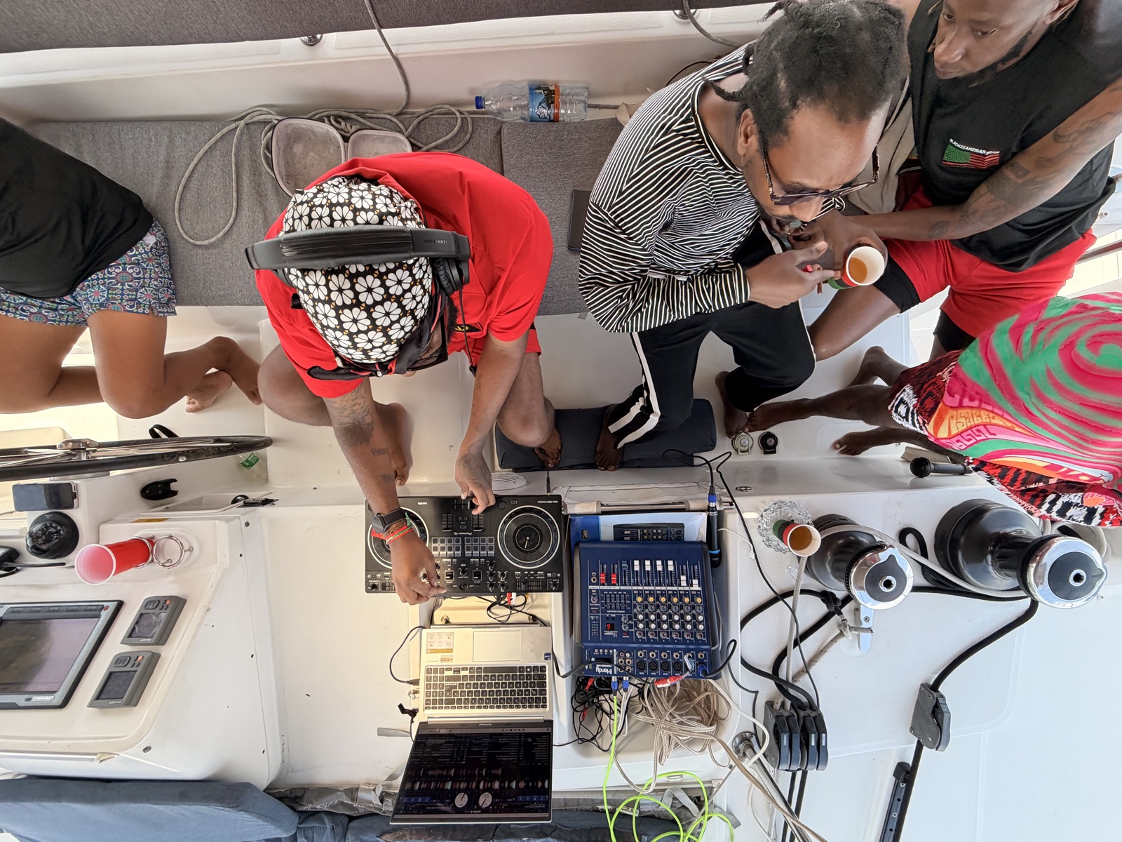 The Black2Zanzibar catamaran party off the coast of Zanzibar
